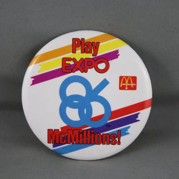 Vintage McDonalds Pin - Play Expo 86 McMillions - Celluloid Pin - Picture 3 of 3